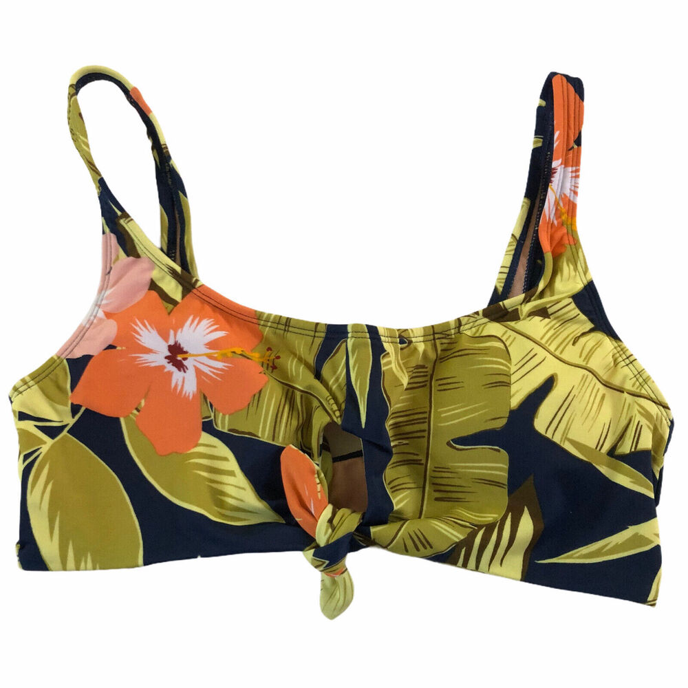 NWT Beach Betty Miracle Brands Small Swim Navy Bikini Tie Top Green Orange #SW